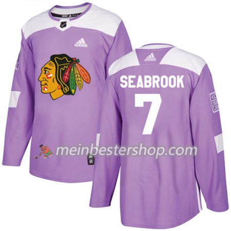 Chicago Blackhawks Brent Seabrook 7 Adidas 2017-2018 Lila Fights Cancer Practice Trikot Authentic - Herren